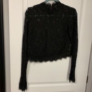 NWOT Black Lave Crop Top w Cording Detail